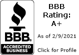 BBB Accredited Business, A+ rating